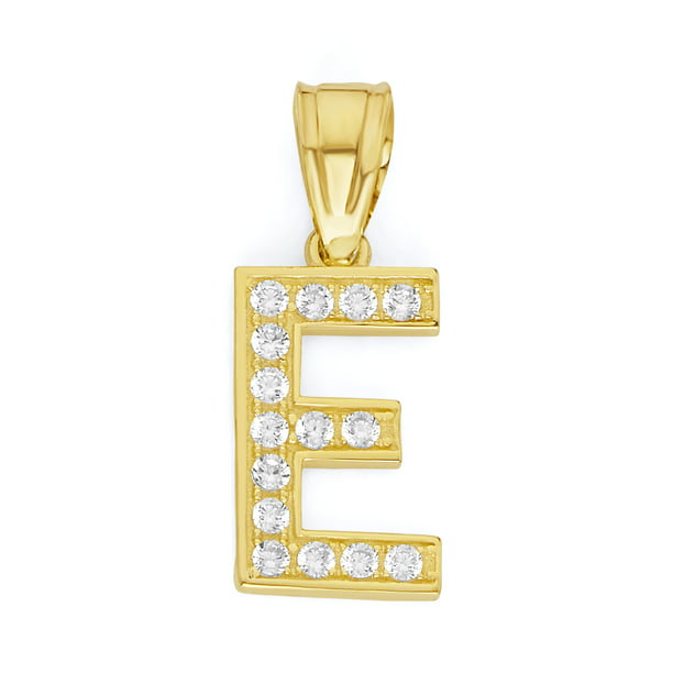 LA BLINGZ 10K White Gold Nugget Initial Letter K Necklace 